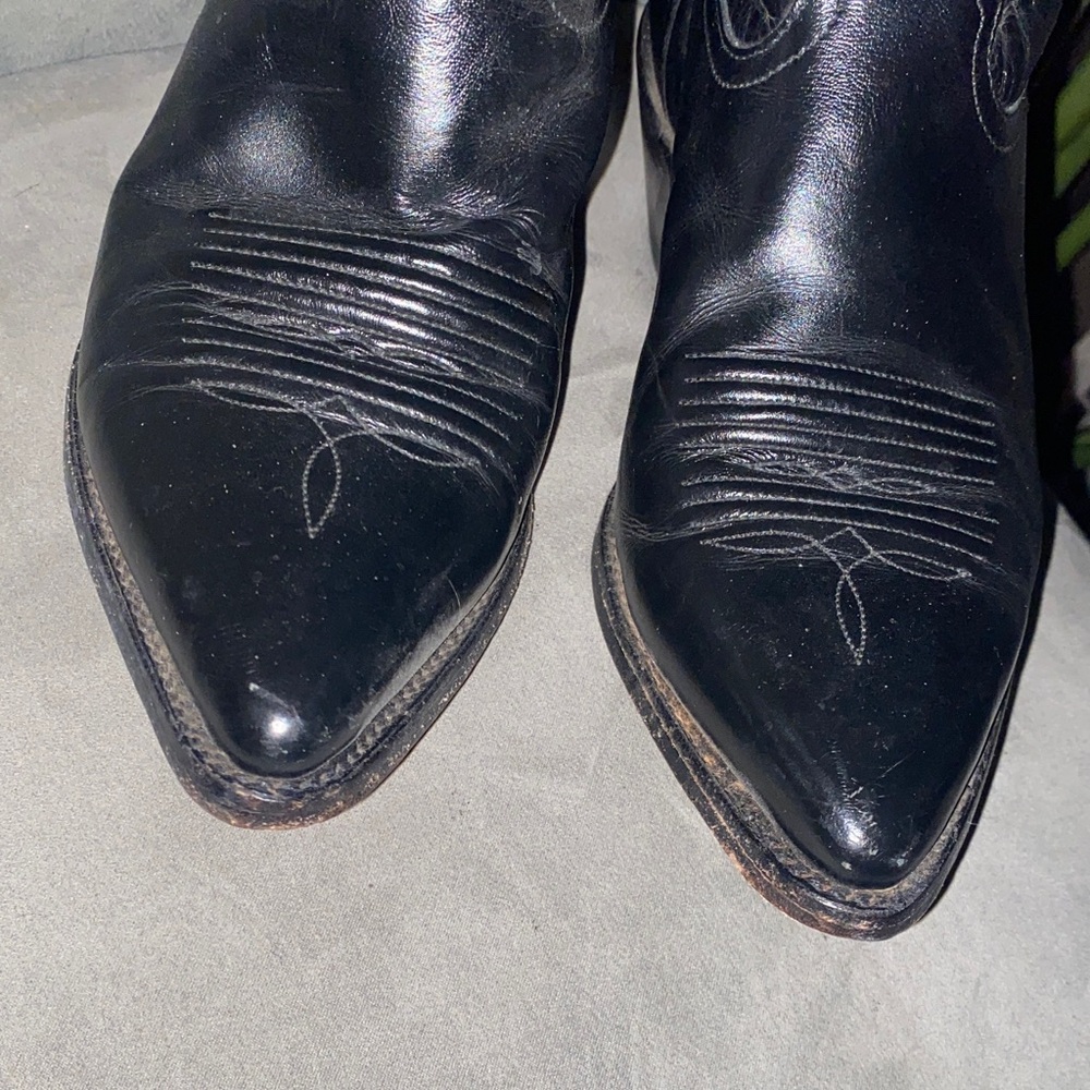Tony Lama Black Leather Boots - Picture 7 of 8